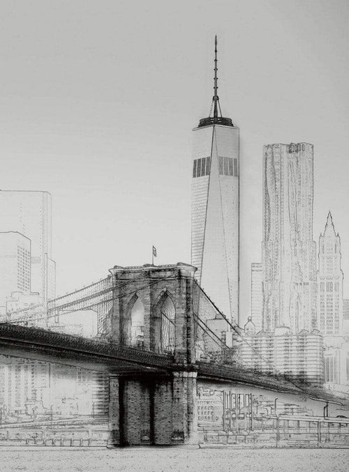 Wizard+Genius New York Art Illustration Black And White Papier Peint Intissé 192x260cm 4 bandes | Yourdecoration.fr