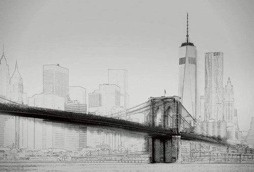 Wizard+Genius New York Art Illustration Black And White Papier Peint Intissé 384x260cm 8 bandes | Yourdecoration.fr