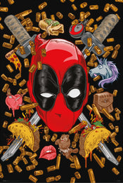 Affiche Poster Marvel Deadpool Bullets And Chimichangas 61x91 5cm Grupo Erik GPE5790 | Yourdecoration.fr