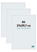 Aurora Aluminium Cadre Photo 21x29-7cm A4 Lot De 3 Blanc Brillant De Face Mesure | Yourdecoration.fr