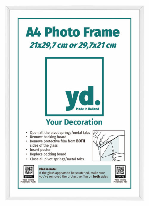 Aurora Aluminium Cadre Photo 21x29 7cm A4 lot de 2 Blanc De Face Feuille d insertion | Yourdecoration.fr