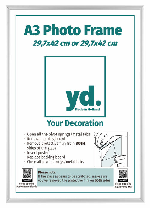 Aurora Aluminium Cadre Photo 29 7x42cm A3 Argent De Face Emballage | Yourdecoration.fr