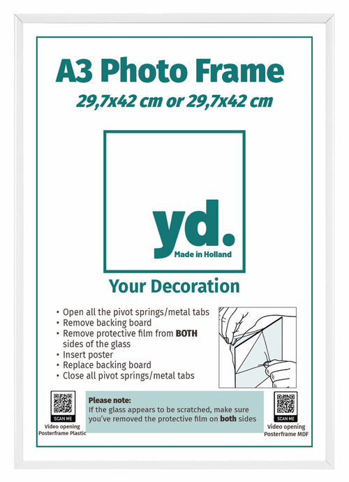 Aurora Aluminium Cadre Photo 29-7x42cm A3 Blanc De Face | Yourdecoration.fr