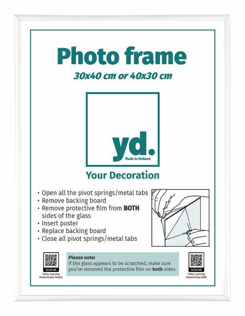 Aurora Aluminium Cadre Photo 30x40cm Blanc Brillant De Face Mesure | Yourdecoration.fr