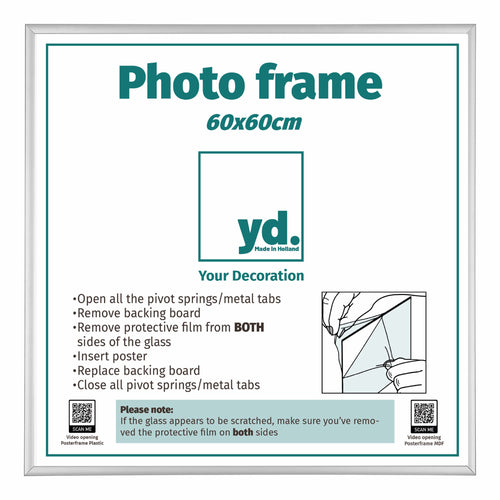 Aurora Aluminium Cadre Photo 60x60cm Argent Mat De Face Mesure | Yourdecoration.fr