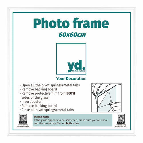 Aurora Aluminium Cadre Photo 60x60cm Blanc Brillant De Face Mesure | Yourdecoration.fr