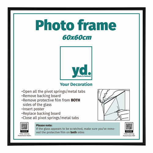 Aurora Aluminium Cadre Photo 60x60cm Noir Mat De Face Mesure | Yourdecoration.fr