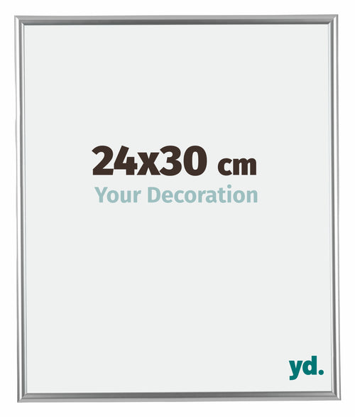 Bordeaux Plastique Cadre Photo 24x30cm Argent De face Mesure | Yourdecoration.fr