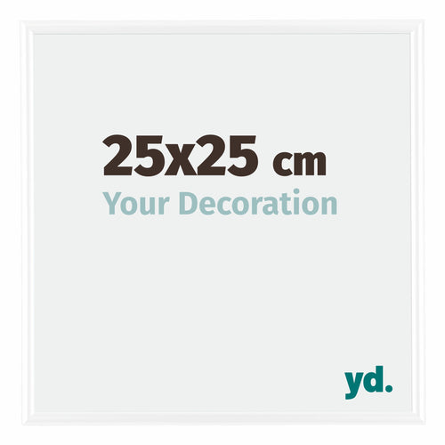 Bordeaux Plastique Cadre Photo 25x25cm Blanc Brillant De face Mesure | Yourdecoration.fr