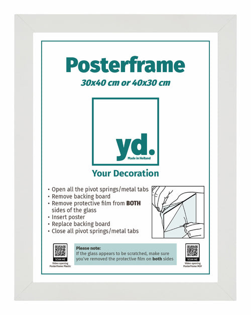 Cadre d'Affiche MDF 30x40cm Blanc Mat De Face Mesure | Yourdecoration.fr