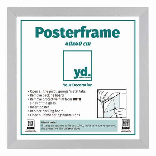 Cadre d'Affiche MDF 40x40cm Mat Argent De Face Mesure | Yourdecoration.fr