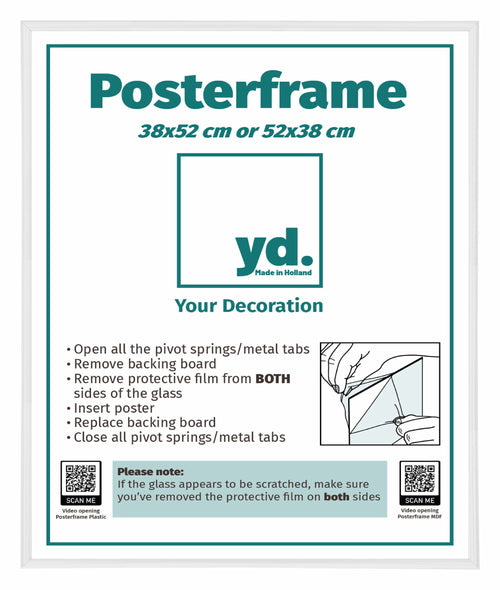 Cadre d'Affiche Plastique 38x52cm Blanc Brillant De Face Mesure | Yourdecoration.fr