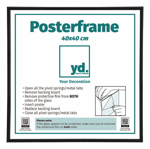 Cadre d'Affiche Plastique 40x40cm Noir Mat De Face Mesure | Yourdecoration.fr