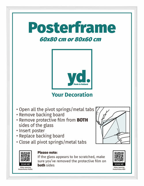 Cadre d'Affiche Plastique 60x80cm Blanc Brillant De Face Mesure | Yourdecoration.fr