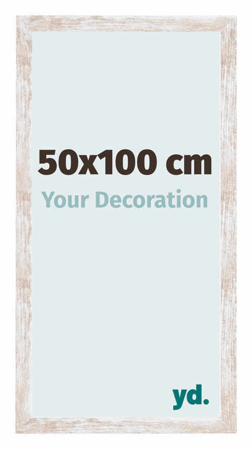 Catania MDF Cadre Photo 50x100cm White Wash De Face Mesure | Yourdecoration.fr