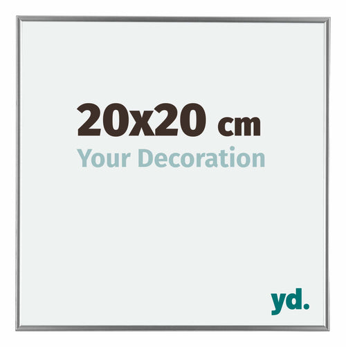 Evry Plastique Cadre Photo 20x20cm Argent De Face Mesure | Yourdecoration.fr