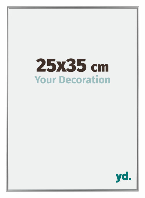 Evry Plastique Cadre Photo 25x35cm Argent De Face Mesure | Yourdecoration.fr