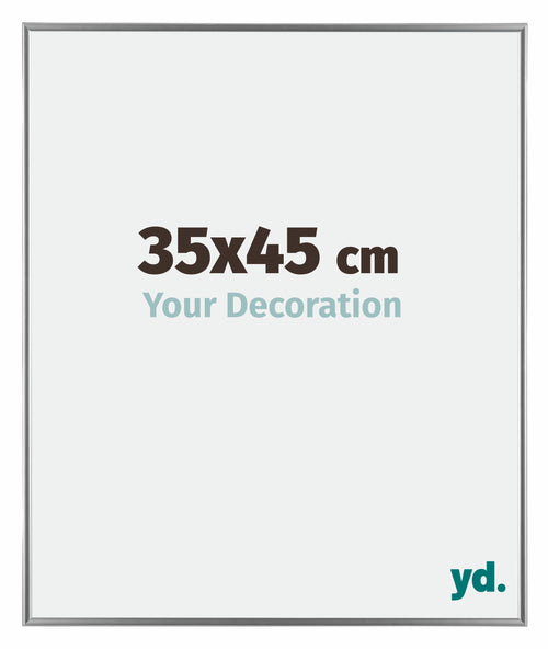 Evry Plastique Cadre Photo 35x45cm Argent De Face Mesure | Yourdecoration.fr