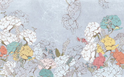 Komar Planting Peonies Intisse Papier Peint 400x250cm 4 bandes | Yourdecoration.fr