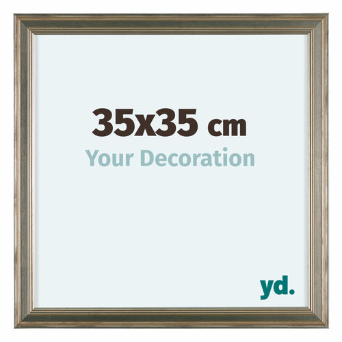 Lincoln Bois Cadre Photo 35x35cm Argent De Face Mesure | Yourdecoration.fr