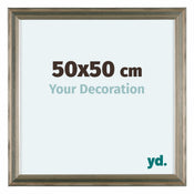 Lincoln Bois Cadre Photo 50x50cm Argent De Face Mesure | Yourdecoration.fr
