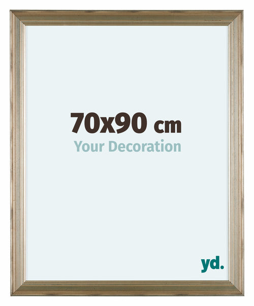 Lincoln Bois Cadre Photo 70x90cm Argent De Face Mesure | Yourdecoration.fr