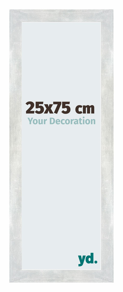 Mura MDF Cadre Photo 25x75cm Argent Brillant Vintage De Face Mesure | Yourdecoration.fr