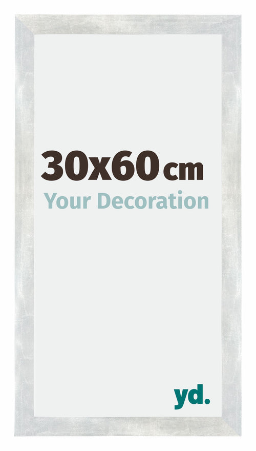 Mura MDF Cadre Photo 30x60cm Argent Brillant Vintage De Face Mesure | Yourdecoration.fr