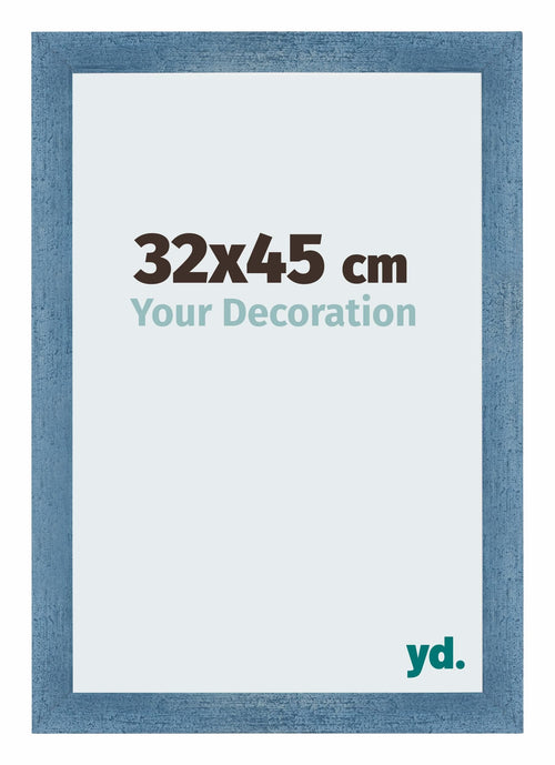 Mura MDF Cadre Photo 32x45cm Bleu Brillant Patiné De Face Mesure | Yourdecoration.fr