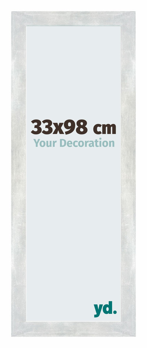 Mura MDF Cadre Photo 33x98cm Argent Brillant Vintage De Face Mesure | Yourdecoration.fr