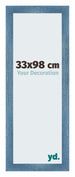 Mura MDF Cadre Photo 33x98cm Bleu Brillant Patiné De Face Mesure | Yourdecoration.fr