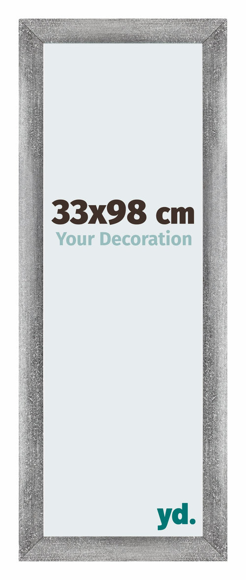 Mura MDF Cadre Photo 33x98cm Gris Patiné De Face Mesure | Yourdecoration.fr