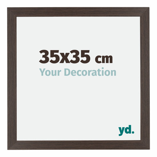 Mura MDF Cadre Photo 35x35cm Chêne Foncé De Face Mesure | Yourdecoration.fr