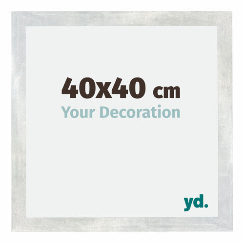 Mura MDF Cadre Photo 40x40cm Argent Brillant Vintage De Face Mesure | Yourdecoration.fr