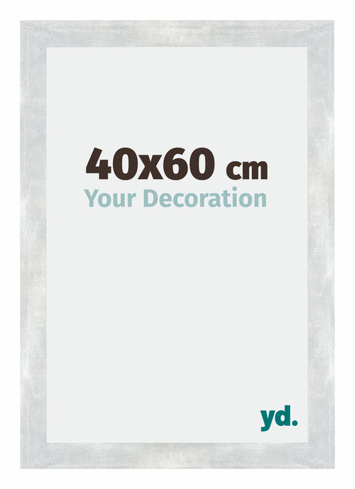 Mura MDF Cadre Photo 40x60cm Argent Brillant Vintage De Face Mesure | Yourdecoration.fr