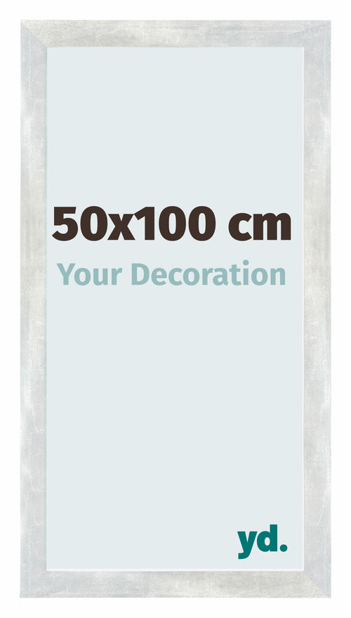 Mura MDF Cadre Photo 50x100cm Argent Brillant Vintage De Face Mesure | Yourdecoration.fr