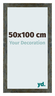 Mura MDF Cadre Photo 50x100cm Bleu Or M��lang�� De Face Mesure | Yourdecoration.fr