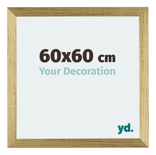 Mura MDF Cadre Photo 60x60cm Or Brillant De Face Mesure | Yourdecoration.fr