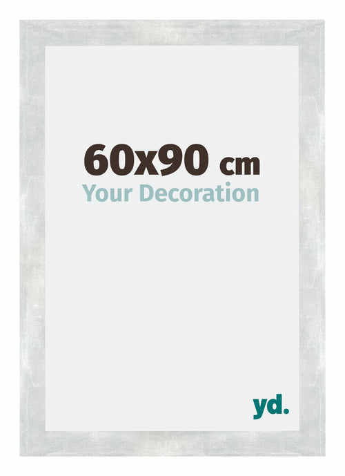 Mura MDF Cadre Photo 60x90cm Argent Brillant Vintage De Face Mesure | Yourdecoration.fr