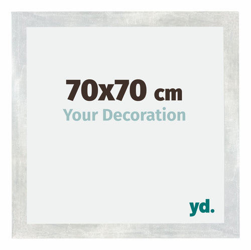 Mura MDF Cadre Photo 70x70cm Argent Brillant Vintage De Face Mesure | Yourdecoration.fr