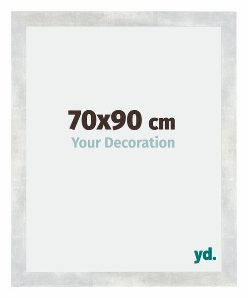 Mura MDF Cadre Photo 70x90cm Argent Brillant Vintage De Face Mesure | Yourdecoration.fr