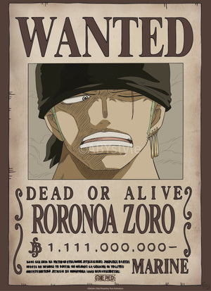 Affiche Poster One Piece Wanted Zoro Wano 38x52cm Abystyle GBYDCO624 | Yourdecoration.fr