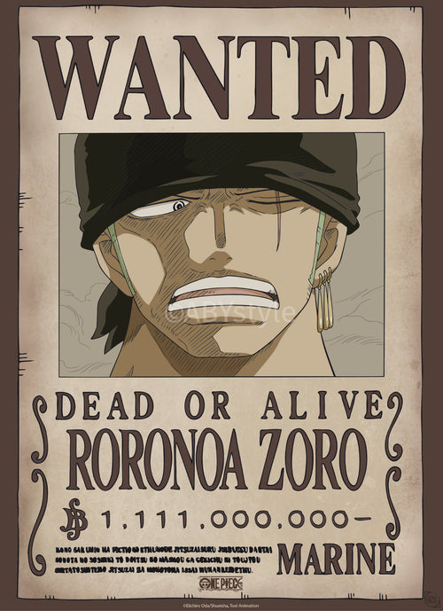 Affiche Poster One Piece Wanted Zoro Wano 38x52cm Abystyle GBYDCO624 | Yourdecoration.fr