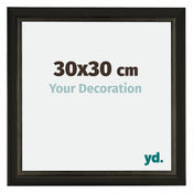 Sheffield Bois Cadre Photo 30x30cm Noir Or Patiné De Face Mesure | Yourdecoration.fr