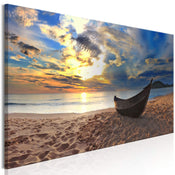 Artgeist Boat on the Beach Narrow Tableau sur toile | Yourdecoration.fr