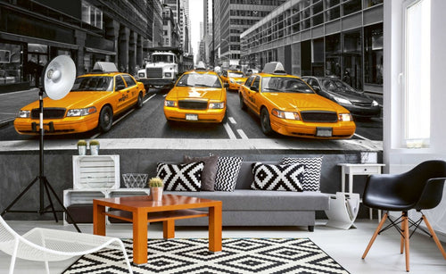 Dimex Yelow Taxi Papier Peint 375x150cm 5 bandes ambiance | Yourdecoration.fr