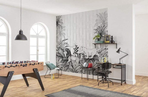 Komar Lion King Monochrome Papier Peint Intissé 300x280cm 6 bandes ambiance | Yourdecoration.fr