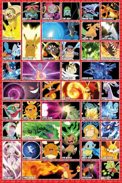 GBeye Pokemon Moves Affiche 61x91,5cm | Yourdecoration.fr