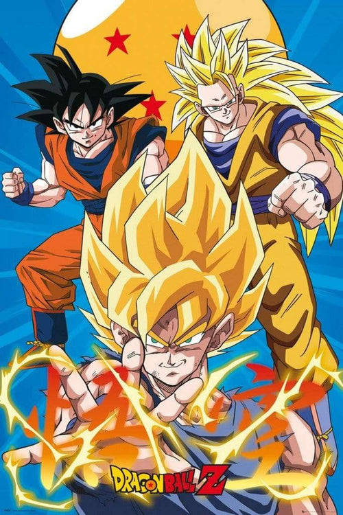 GBeye Dragon Ball Z 3 Gokus Affiche 61x91,5cm | Yourdecoration.fr