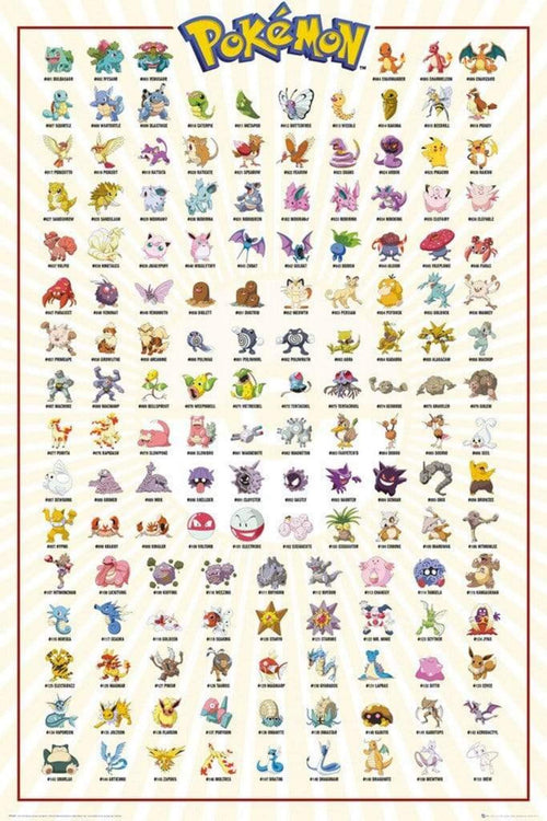 GBeye Pokemon Kanto 151 Affiche 61x91,5cm | Yourdecoration.fr